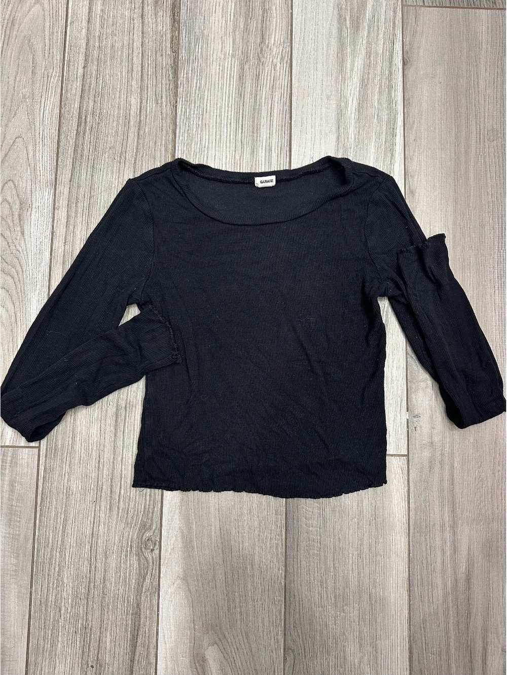 Garage Black Long Sleeve Scoop Neck Top Size XS